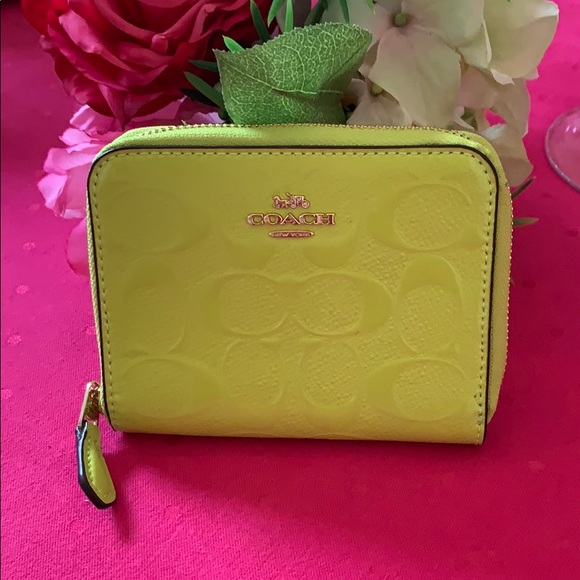 Coach Handbags - NWT COACH SIGNATURE WALLET NEON YELLOW